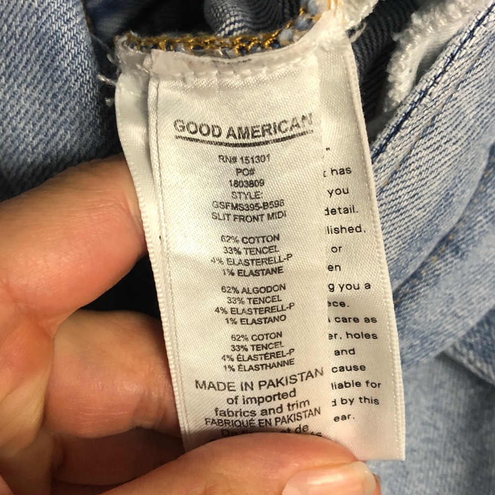 Good American Good Ease Denim Compression Slit Midi Jean Skirt Light Wash 6/28 - Picture 8 of 10